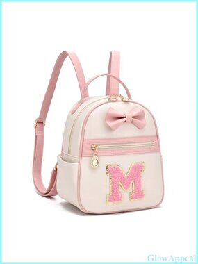 Initial Bowknot Mini Faux Leather Backpack Cute Personalized Back to School